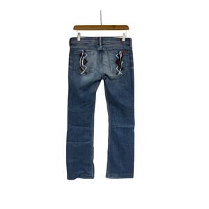 7 For All Mankind Straight Leg Denim Jeans Y2K Style Lace Up Pocket Womens 29